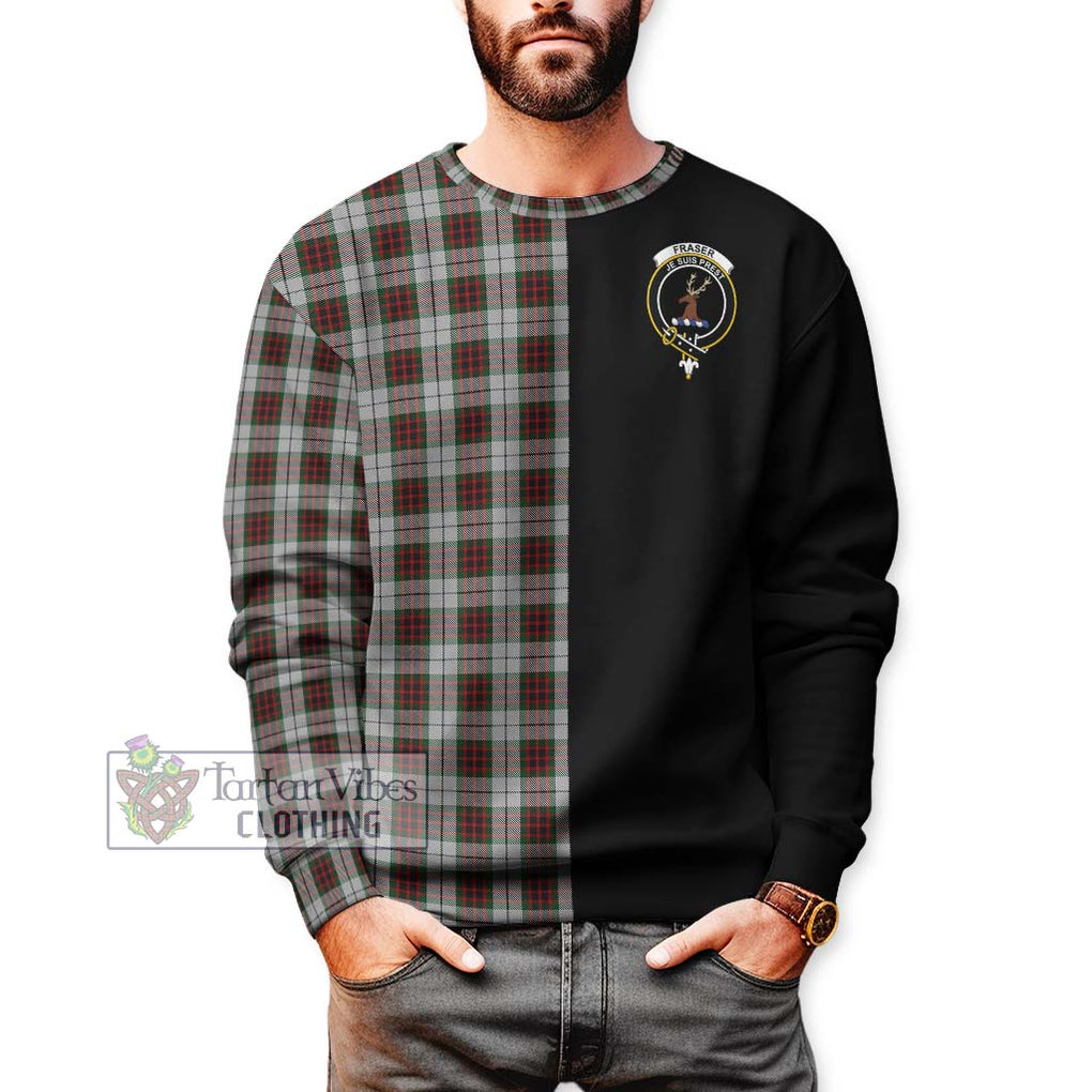 Fraser Dress Tartan Sweatshirt with Family Crest and Half Of Me Style Unisex - Tartanvibesclothing Shop