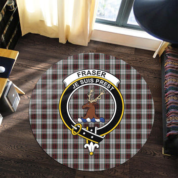 Fraser Dress Tartan Round Rug with Family Crest