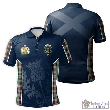 Fraser Dress Tartan Men's Polo Shirt with Family Crest and Scottish Thistle Vibes Sport Style