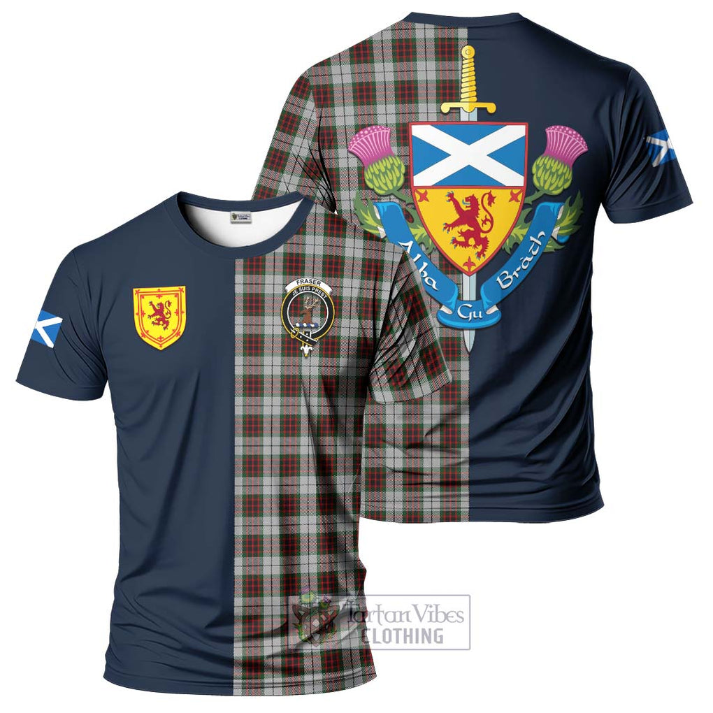 Tartan Vibes Clothing Fraser Dress Tartan T-Shirt Alba with Scottish Lion Royal Arm Half Style