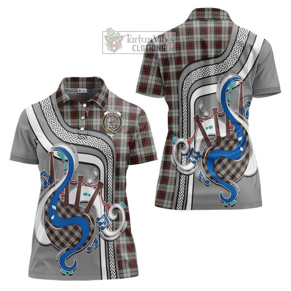 Fraser Dress Tartan Women's Polo Shirt with Epic Bagpipe Style Women - Tartanvibesclothing Shop