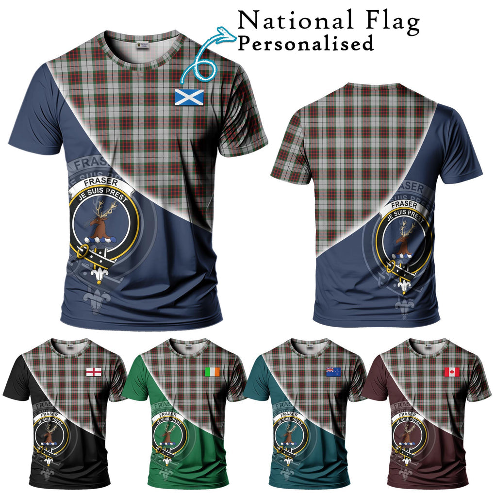 Fraser Dress Tartan T-Shirt with Personalised National Flag and Family Crest Half Style Kid's Shirt - Tartanvibesclothing Shop