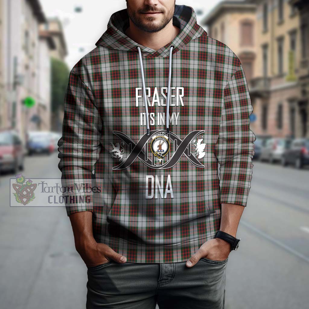 Tartan Vibes Clothing Fraser Dress Tartan Hoodie with Family Crest DNA In Me Style