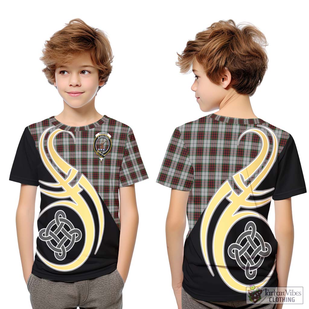 Fraser Dress Tartan Kid T-Shirt with Family Crest and Celtic Symbol Style Youth XL Size14 - Tartan Vibes Clothing