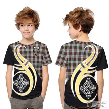 Fraser Dress Tartan Kid T-Shirt with Family Crest and Celtic Symbol Style