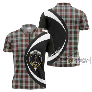 Fraser Dress Tartan Zipper Polo Shirt with Family Crest Circle Style