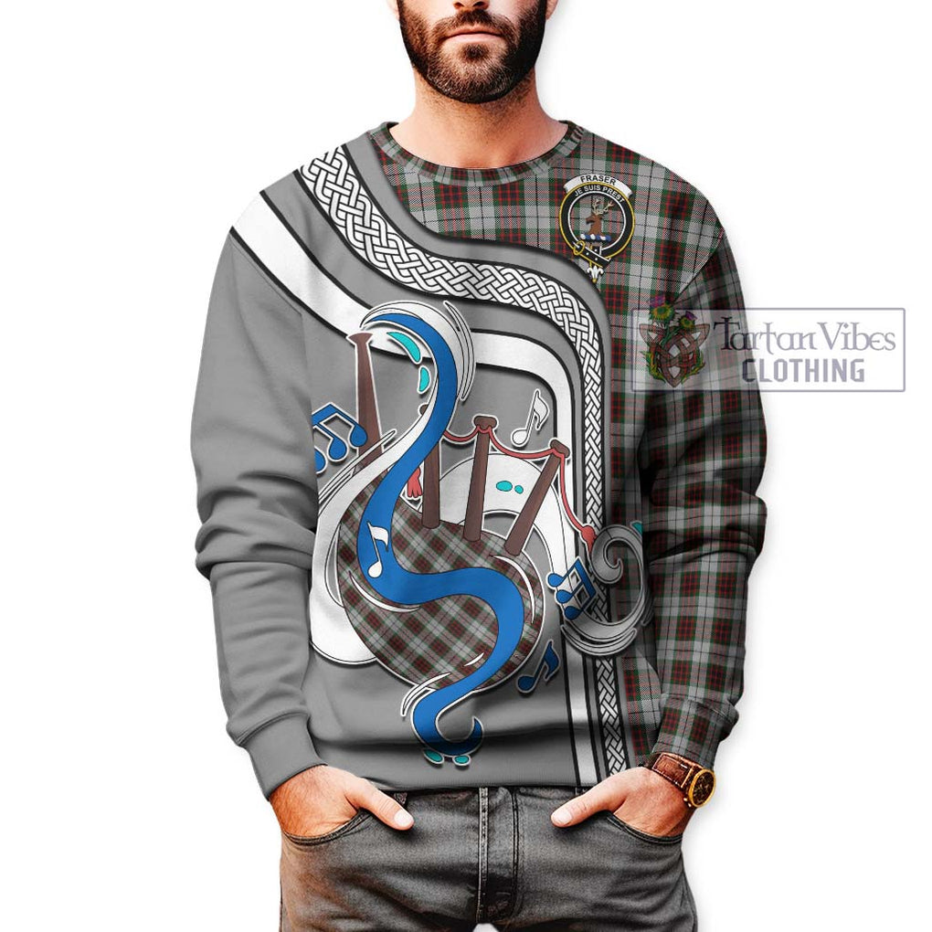 Fraser Dress Tartan Sweatshirt with Epic Bagpipe Style Unisex - Tartanvibesclothing Shop