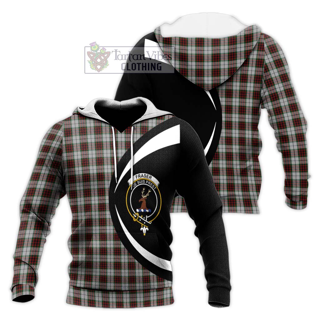 Tartan Vibes Clothing Fraser Dress Tartan Knitted Hoodie with Family Crest Circle Style