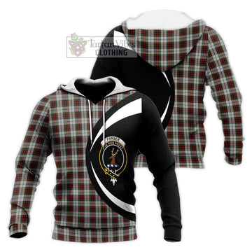 Fraser Dress Tartan Knitted Hoodie with Family Crest Circle Style