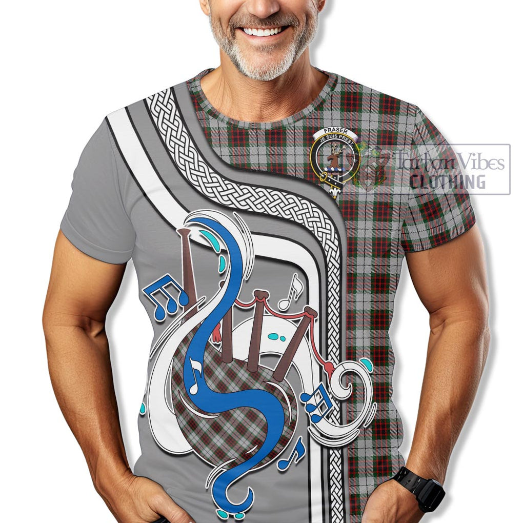 Fraser Dress Tartan T-Shirt with Epic Bagpipe Style Kid's Shirt - Tartanvibesclothing Shop