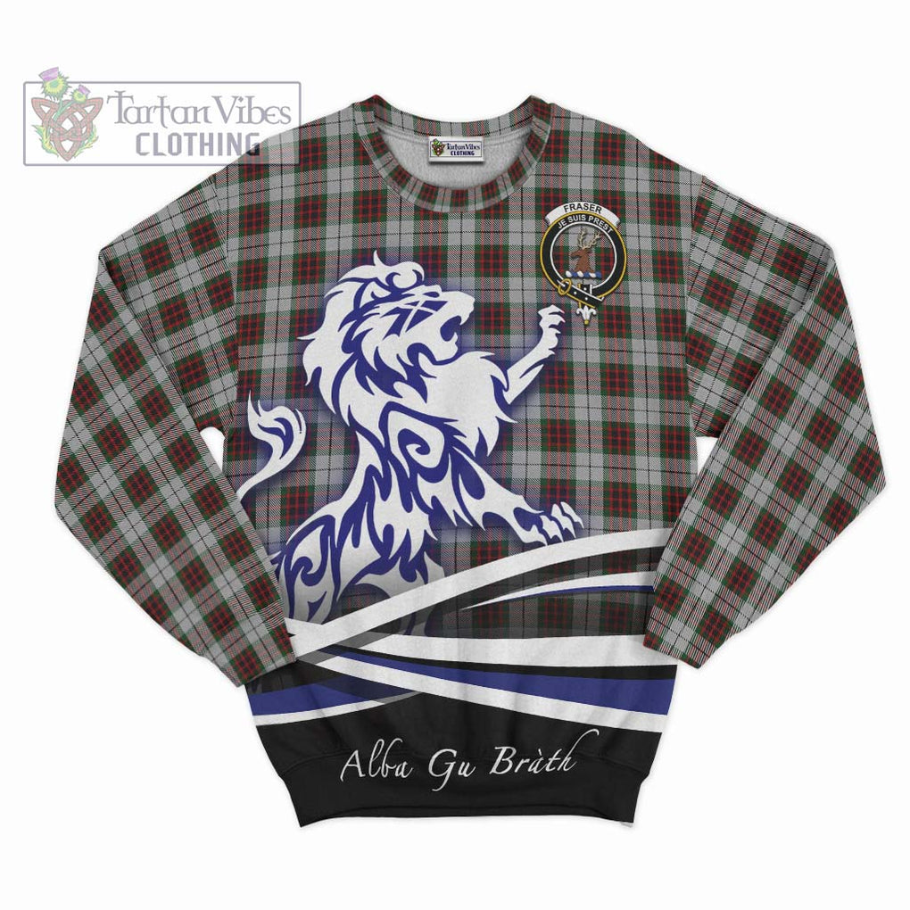 Fraser Dress Tartan Sweatshirt with Alba Gu Brath Regal Lion Emblem - Tartanvibesclothing Shop