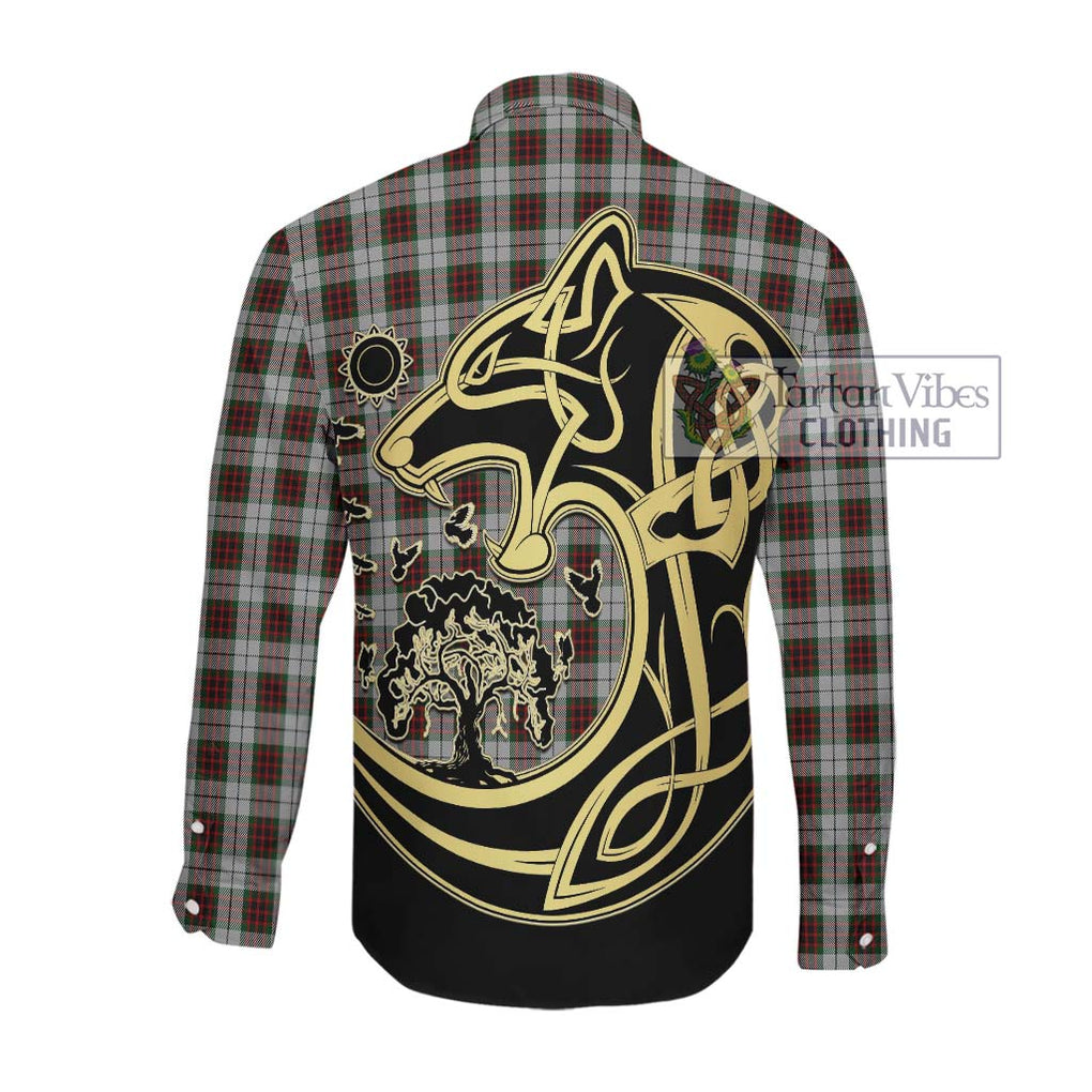 Fraser Dress Tartan Long Sleeve Button Shirt with Family Crest Celtic Wolf Style Men's Shirt - Tartan Vibes Clothing