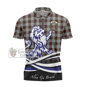 Fraser Dress Tartan Zipper Polo Shirt with Alba Gu Brath Regal Lion Emblem