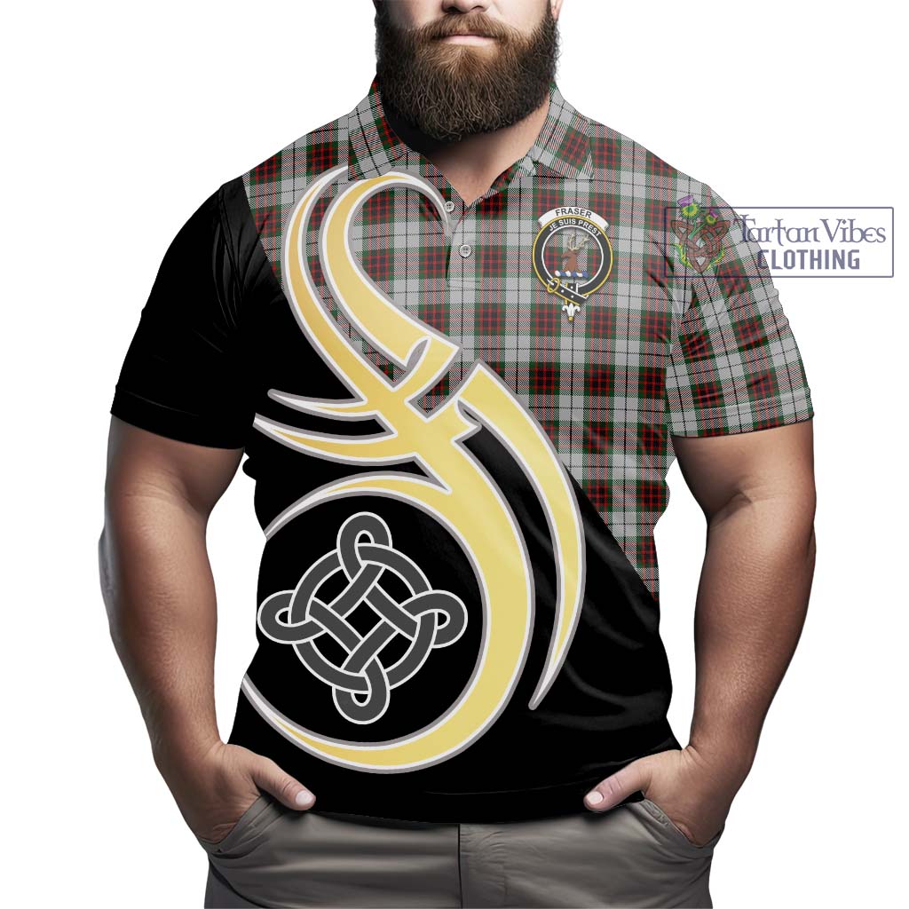 Fraser Dress Tartan Polo Shirt with Family Crest and Celtic Symbol Style - Tartan Vibes Clothing