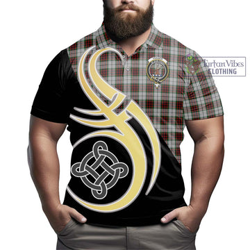 Fraser Dress Tartan Polo Shirt with Family Crest and Celtic Symbol Style