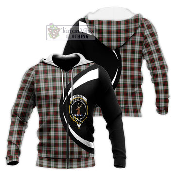 Fraser Dress Tartan Knitted Hoodie with Family Crest Circle Style