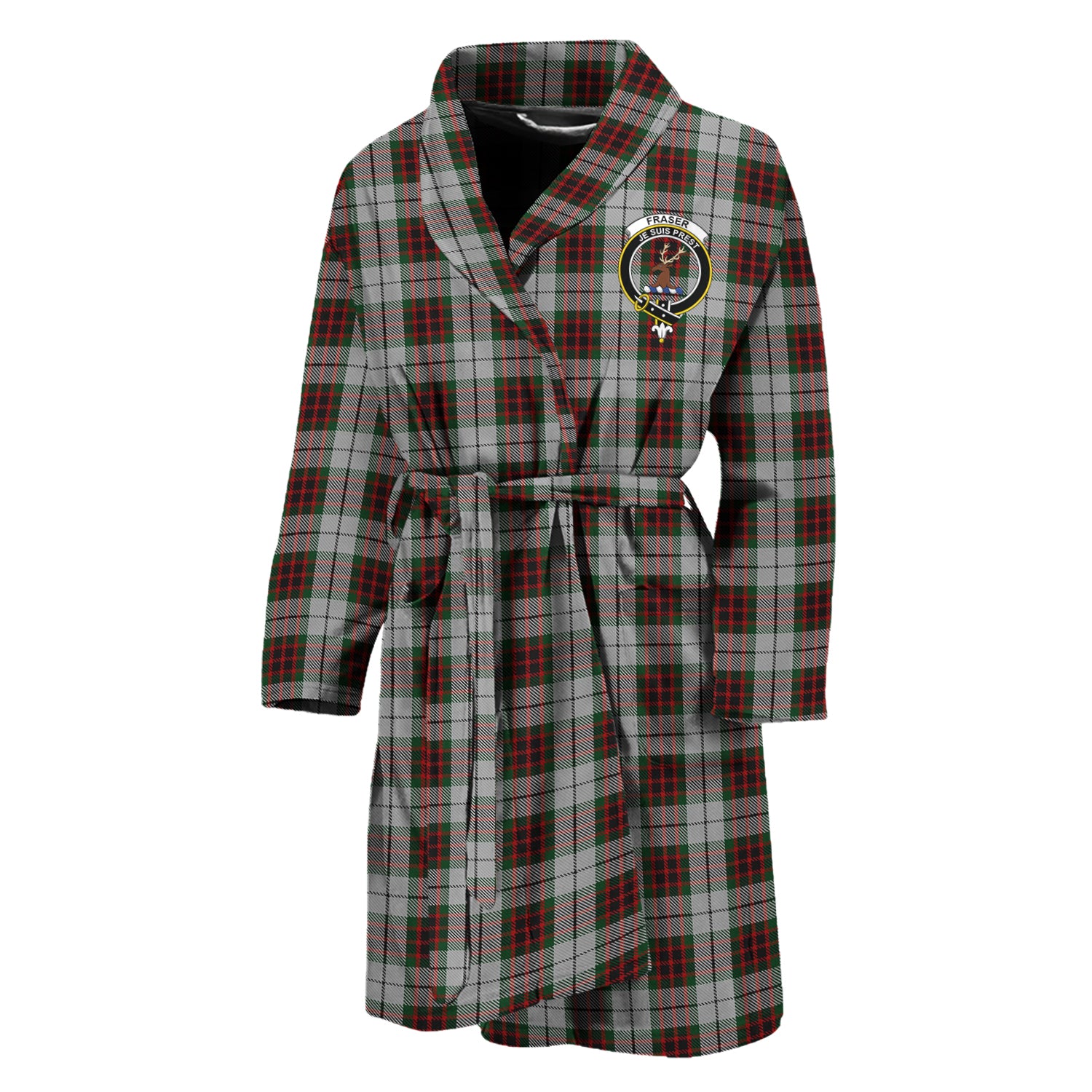 Fraser Dress Tartan Bathrobe with Family Crest Unisex M - Tartan Vibes Clothing