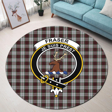 Fraser Dress Tartan Round Rug with Family Crest