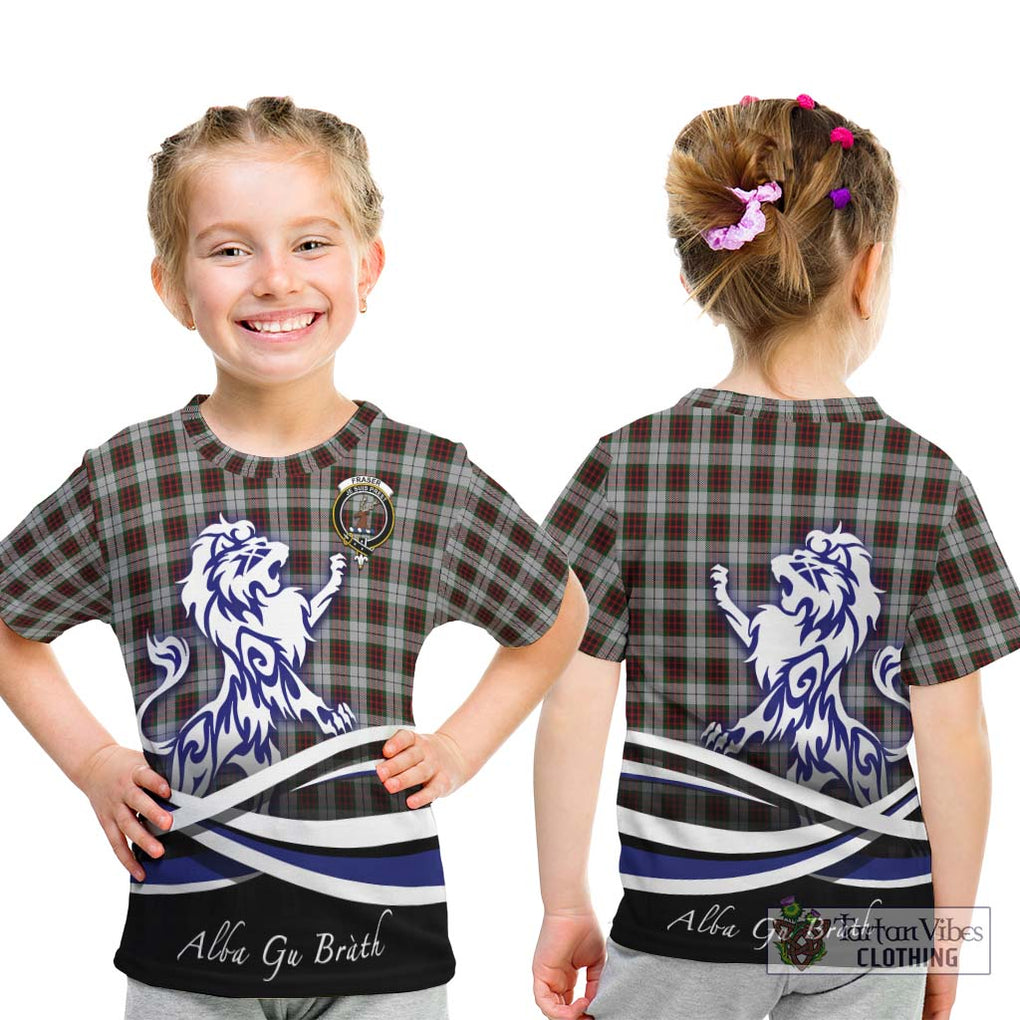 Fraser Dress Tartan Kid T-Shirt with Alba Gu Brath Regal Lion Emblem - Tartanvibesclothing Shop