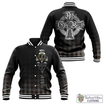 Fraser Dress Tartan Baseball Jacket Featuring Alba Gu Brath Family Crest Celtic Inspired