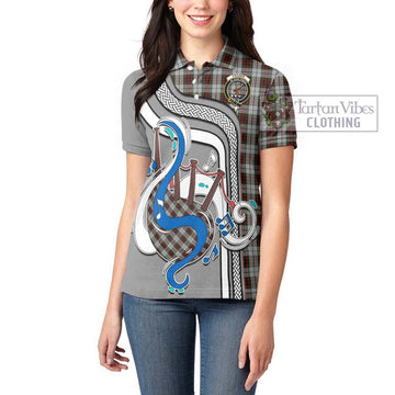 Fraser Dress Tartan Women's Polo Shirt with Epic Bagpipe Style