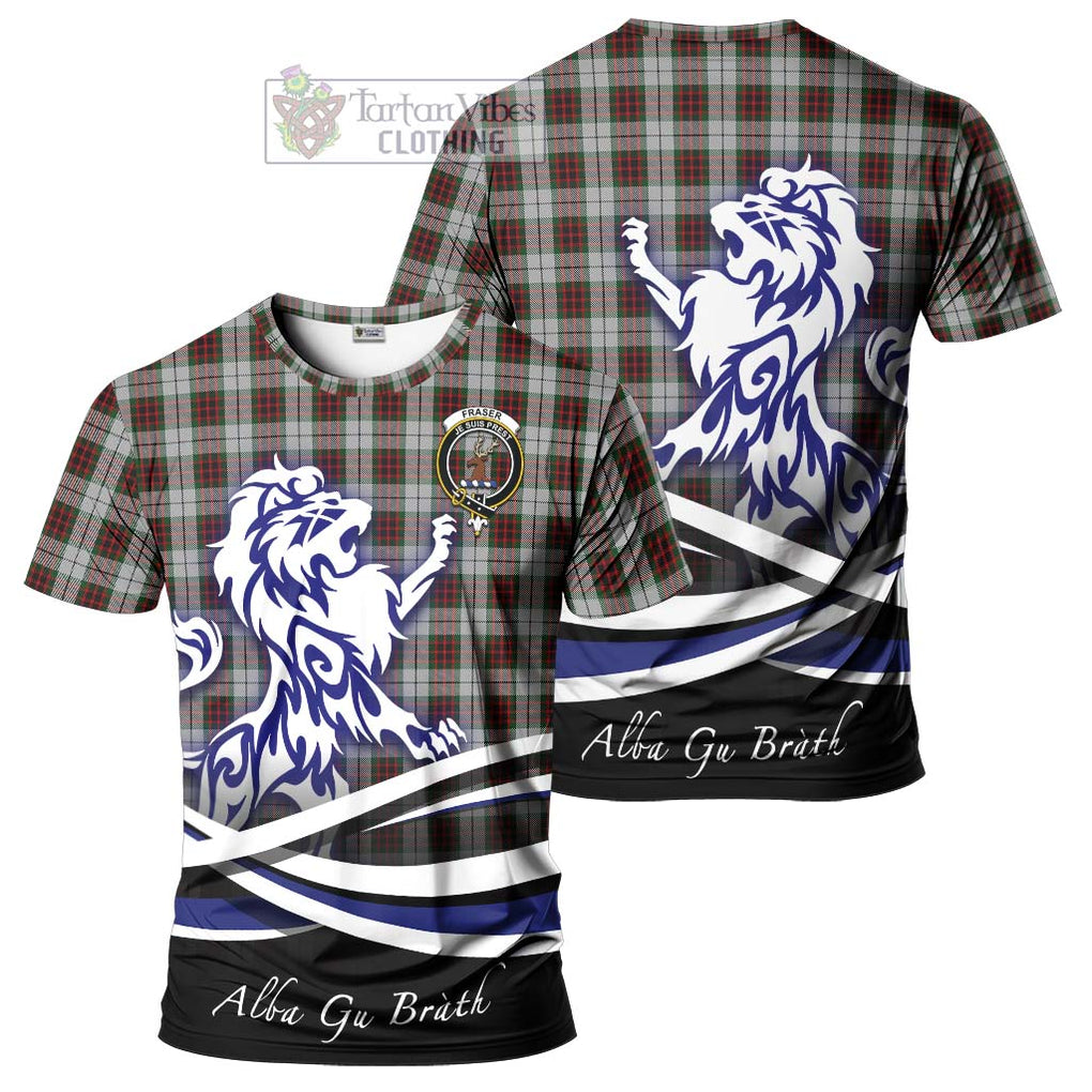 Tartan Vibes Clothing Fraser Dress Tartan Cotton T-shirt with Alba Gu Brath Regal Lion Emblem