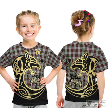 Fraser Dress Tartan Kid T-Shirt with Family Crest Celtic Wolf Style