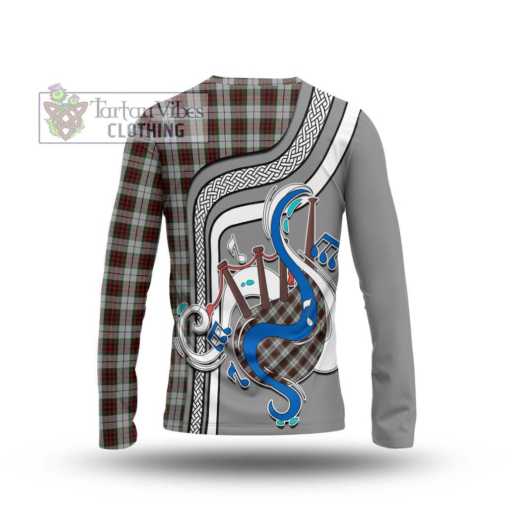 Tartan Vibes Clothing Fraser Dress Tartan Long Sleeve T-Shirt with Epic Bagpipe Style