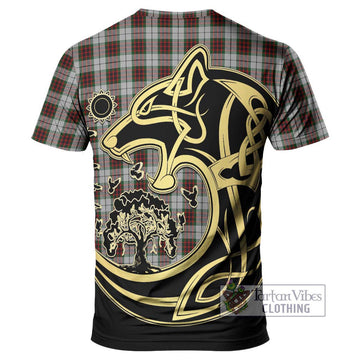 Fraser Dress Tartan T-Shirt with Family Crest Celtic Wolf Style