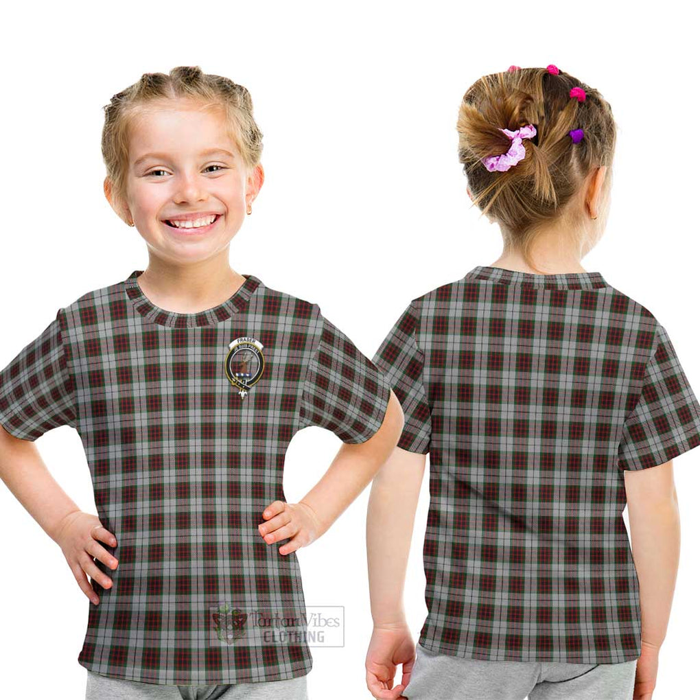 Fraser Dress Tartan Kid T-Shirt with Family Crest - Tartanvibesclothing Shop