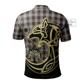 Fraser Dress Tartan Polo Shirt with Family Crest Celtic Wolf Style