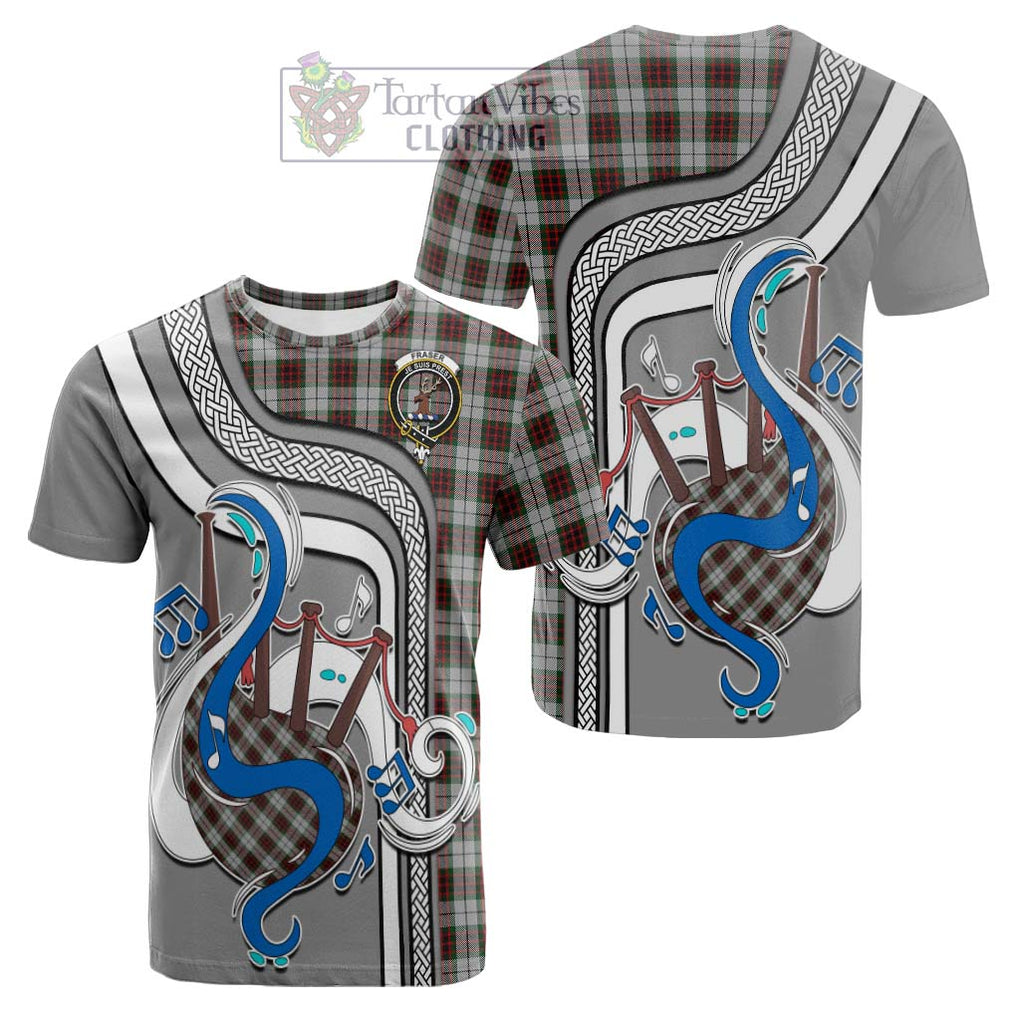 Tartan Vibes Clothing Fraser Dress Tartan Cotton T-shirt with Epic Bagpipe Style