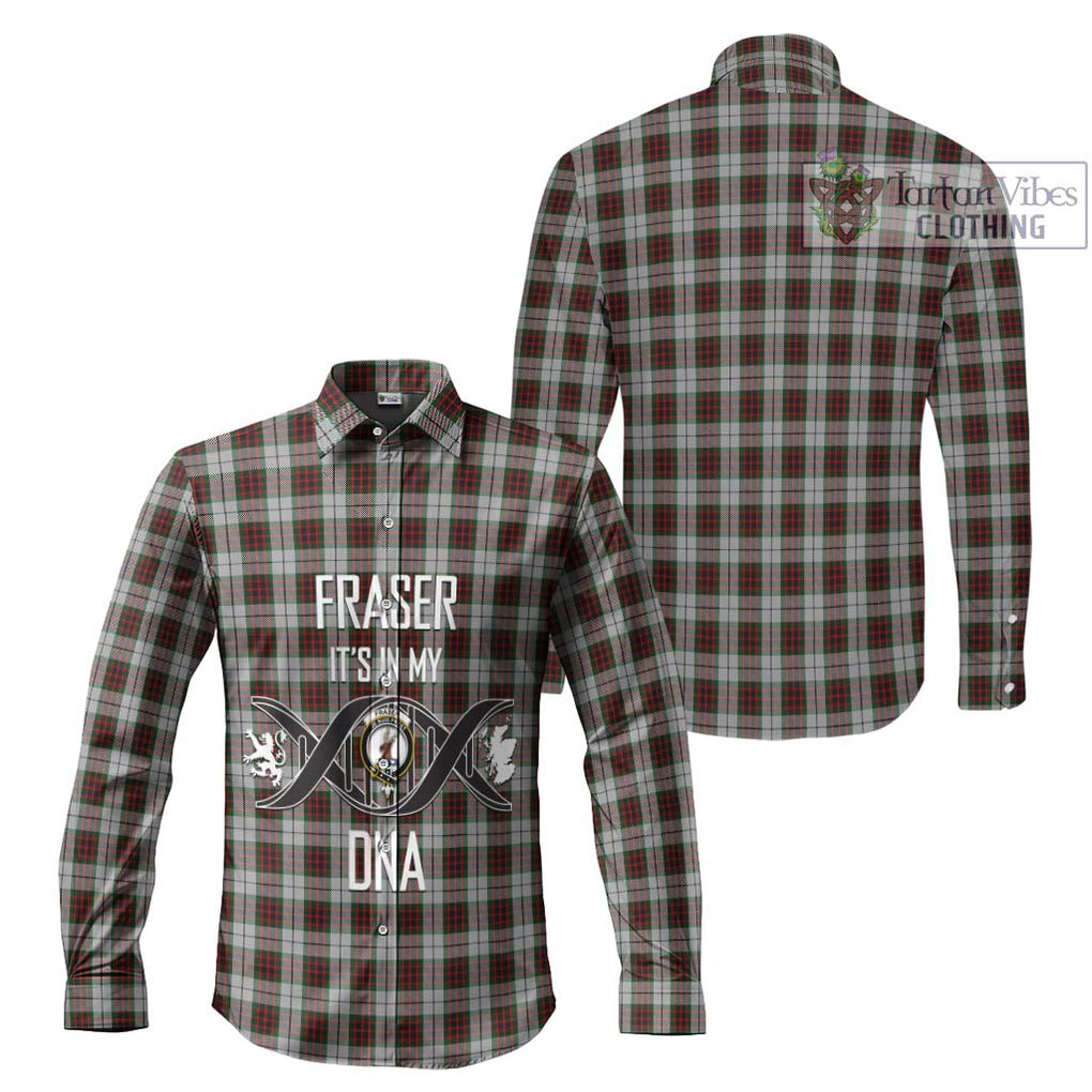 Fraser Dress Tartan Long Sleeve Button Shirt with Family Crest DNA In Me Style Men's Shirt - Tartanvibesclothing Shop