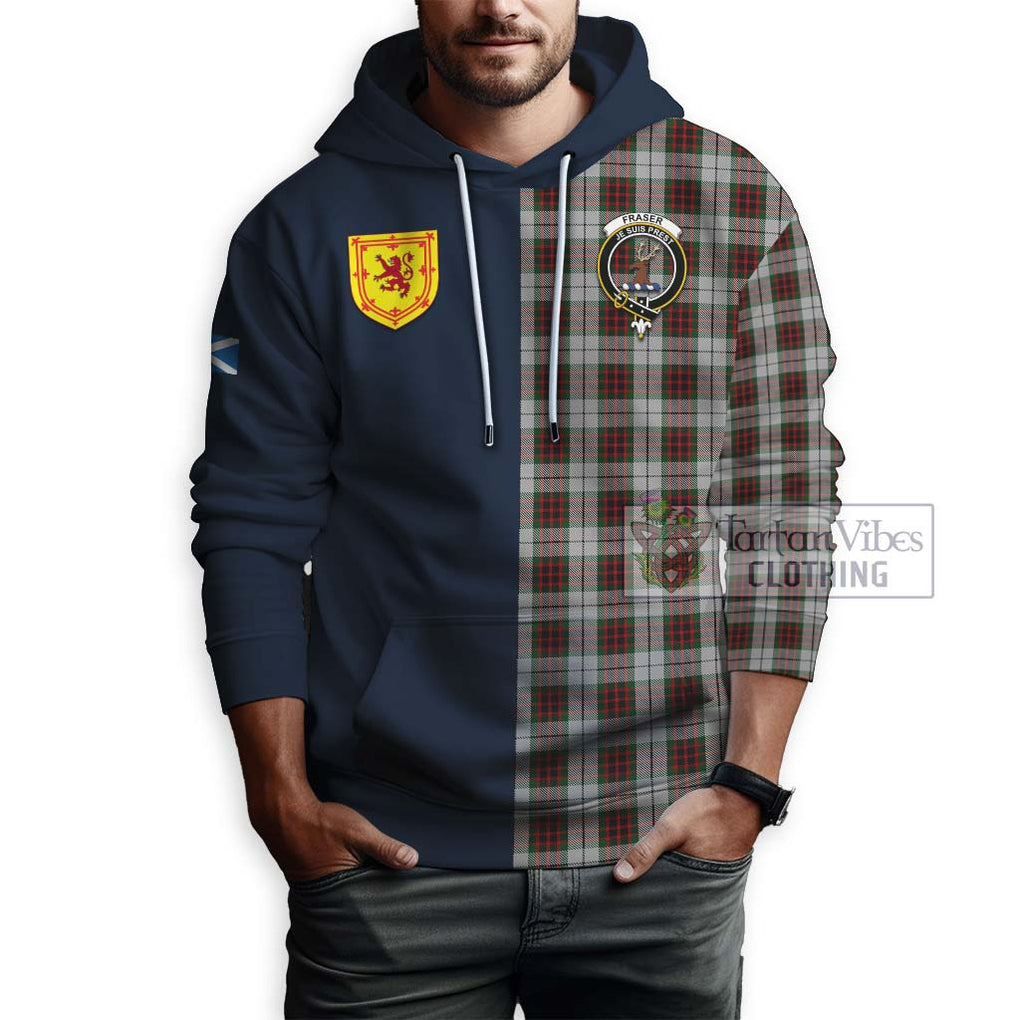 Tartan Vibes Clothing Fraser Dress Tartan Hoodie with Scottish Lion Royal Arm Half Style