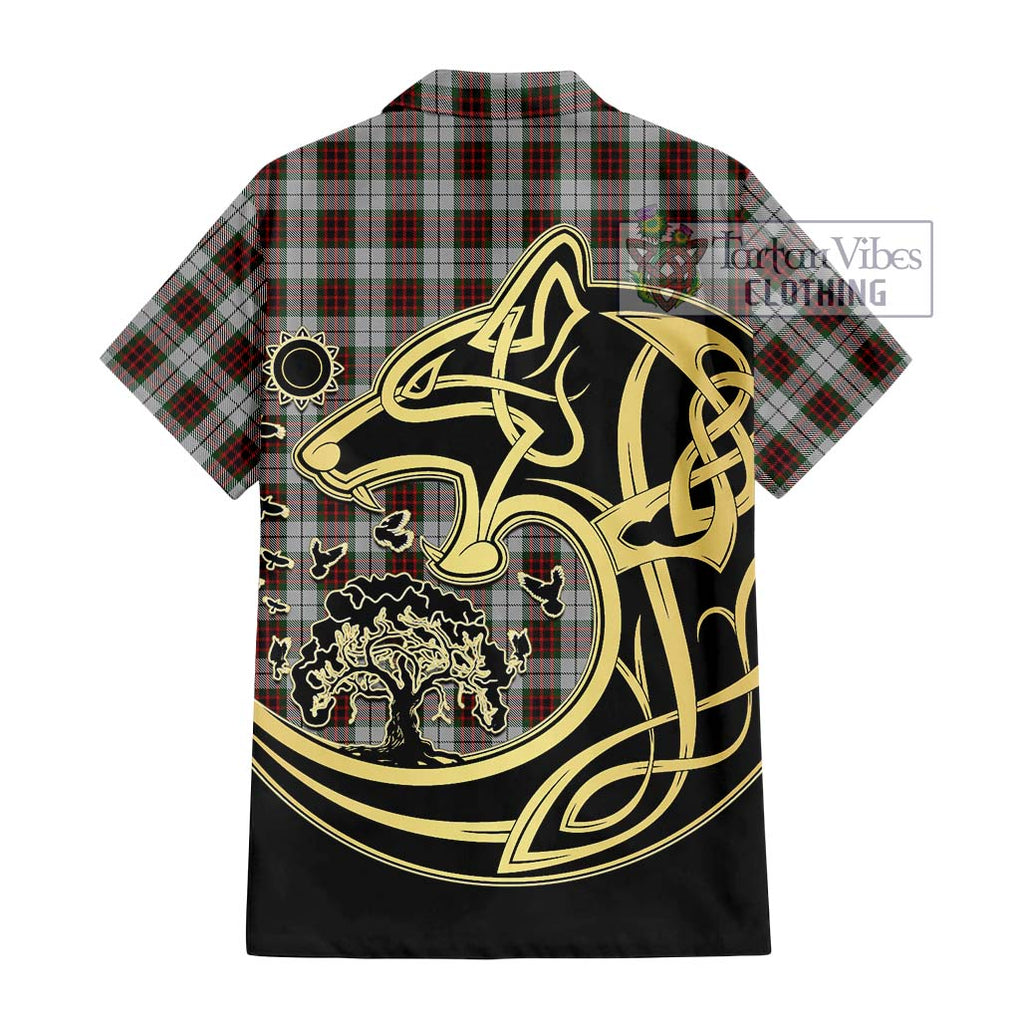 Fraser Dress Tartan Short Sleeve Button Shirt with Family Crest Celtic Wolf Style - Tartan Vibes Clothing