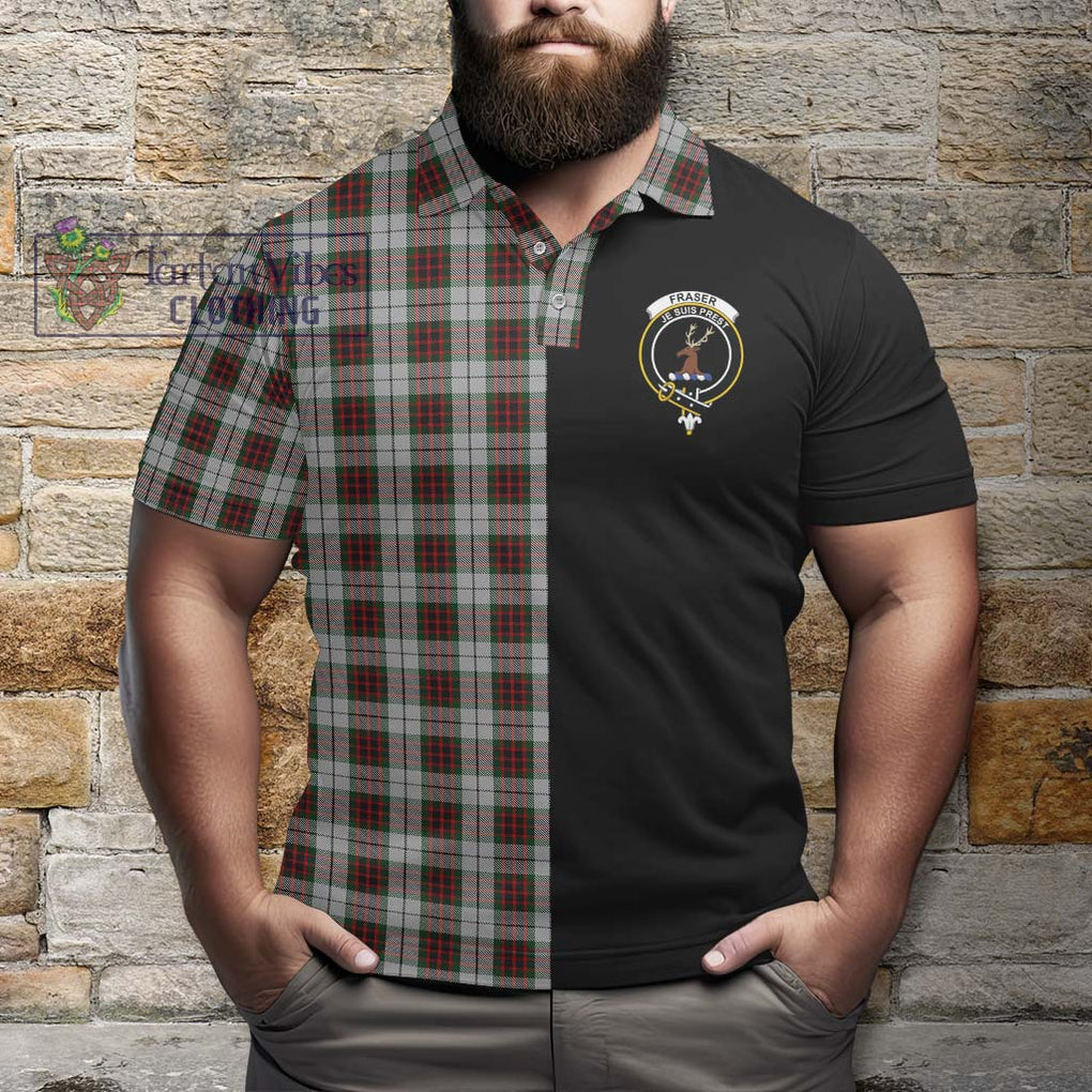 Fraser Dress Tartan Polo Shirt with Family Crest and Half Of Me Style - Tartanvibesclothing Shop