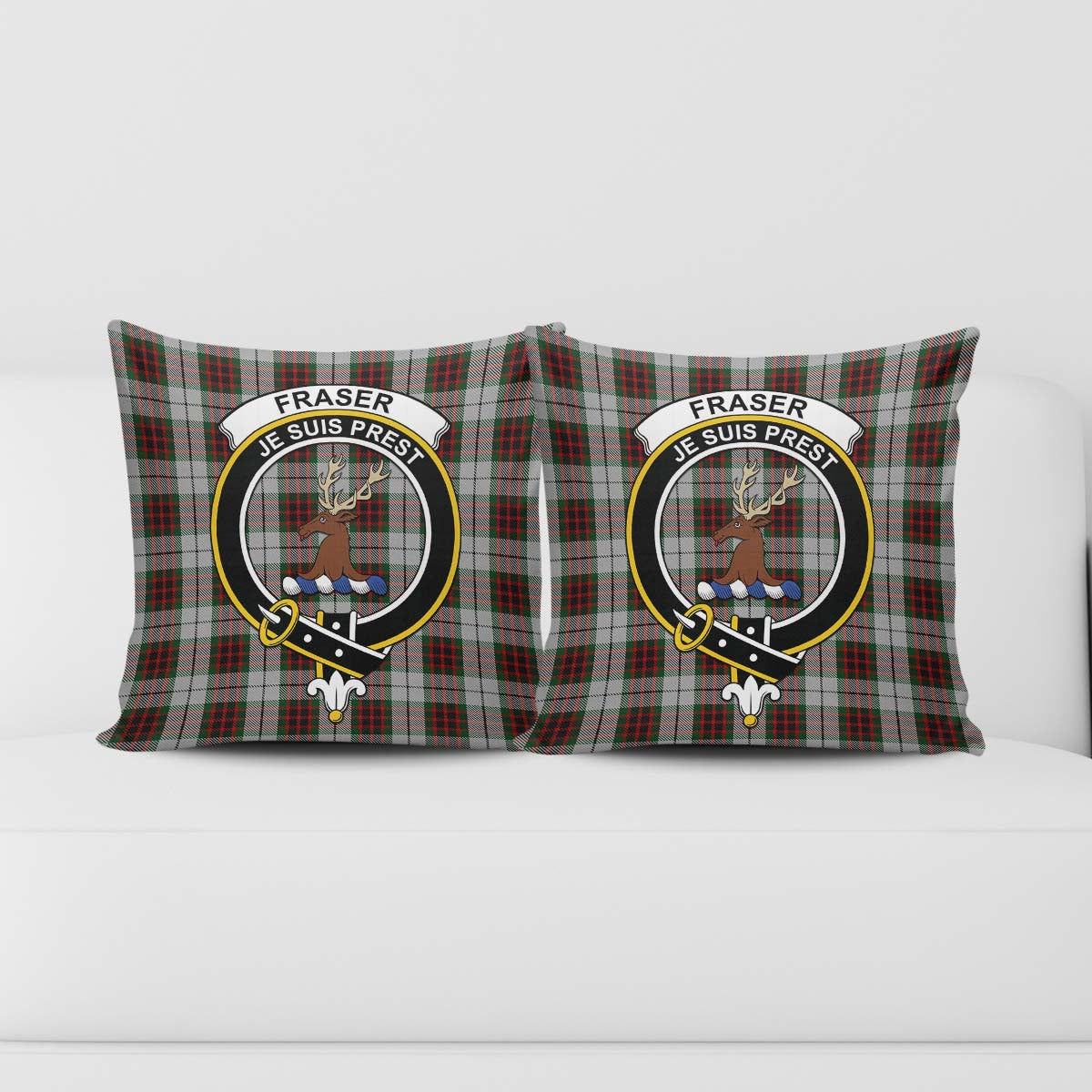 Fraser Dress Tartan Pillow Cover with Family Crest - Tartanvibesclothing