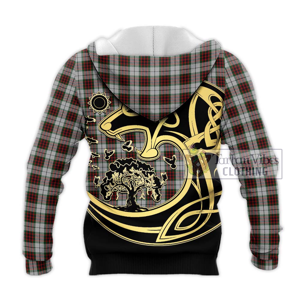 Tartan Vibes Clothing Fraser Dress Tartan Knitted Hoodie with Family Crest Celtic Wolf Style