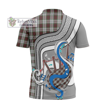 Fraser Dress Tartan Zipper Polo Shirt with Epic Bagpipe Style