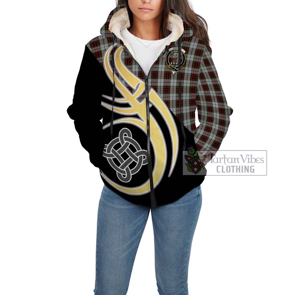 Fraser Dress Tartan Sherpa Hoodie with Family Crest and Celtic Symbol Style Unisex - Tartan Vibes Clothing