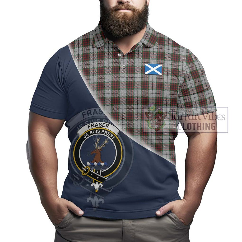 Fraser Dress Tartan Polo Shirt with Personalised National Flag and Family Crest Half Style - Tartanvibesclothing Shop