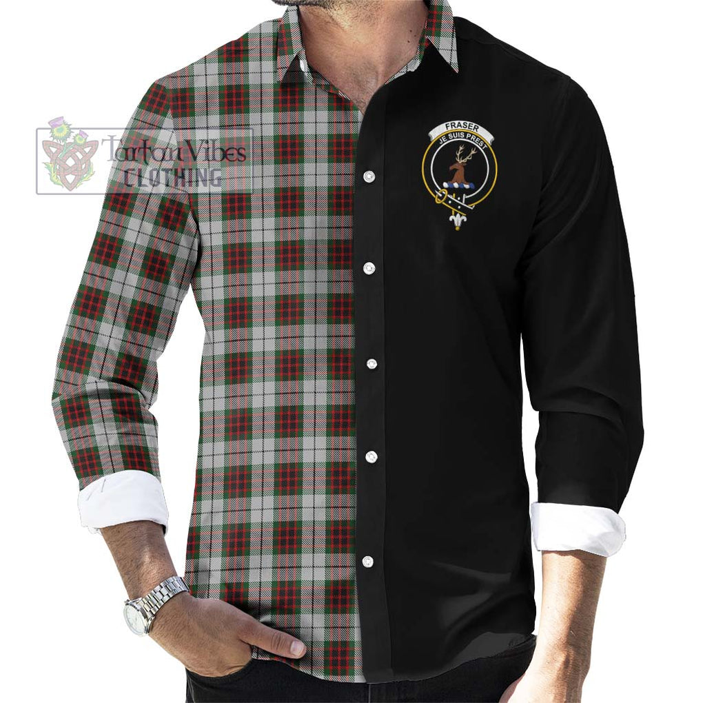 Fraser Dress Tartan Long Sleeve Button Shirt with Family Crest and Half Of Me Style - Tartanvibesclothing Shop