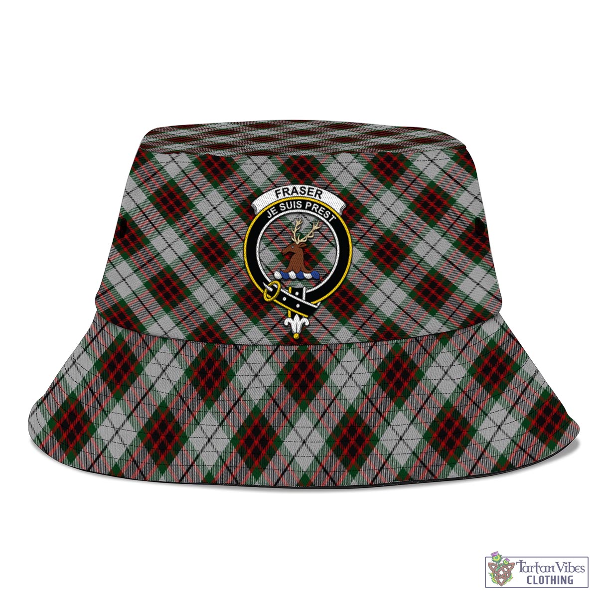 Tartan Vibes Clothing Fraser Dress Tartan Bucket Hat with Family Crest