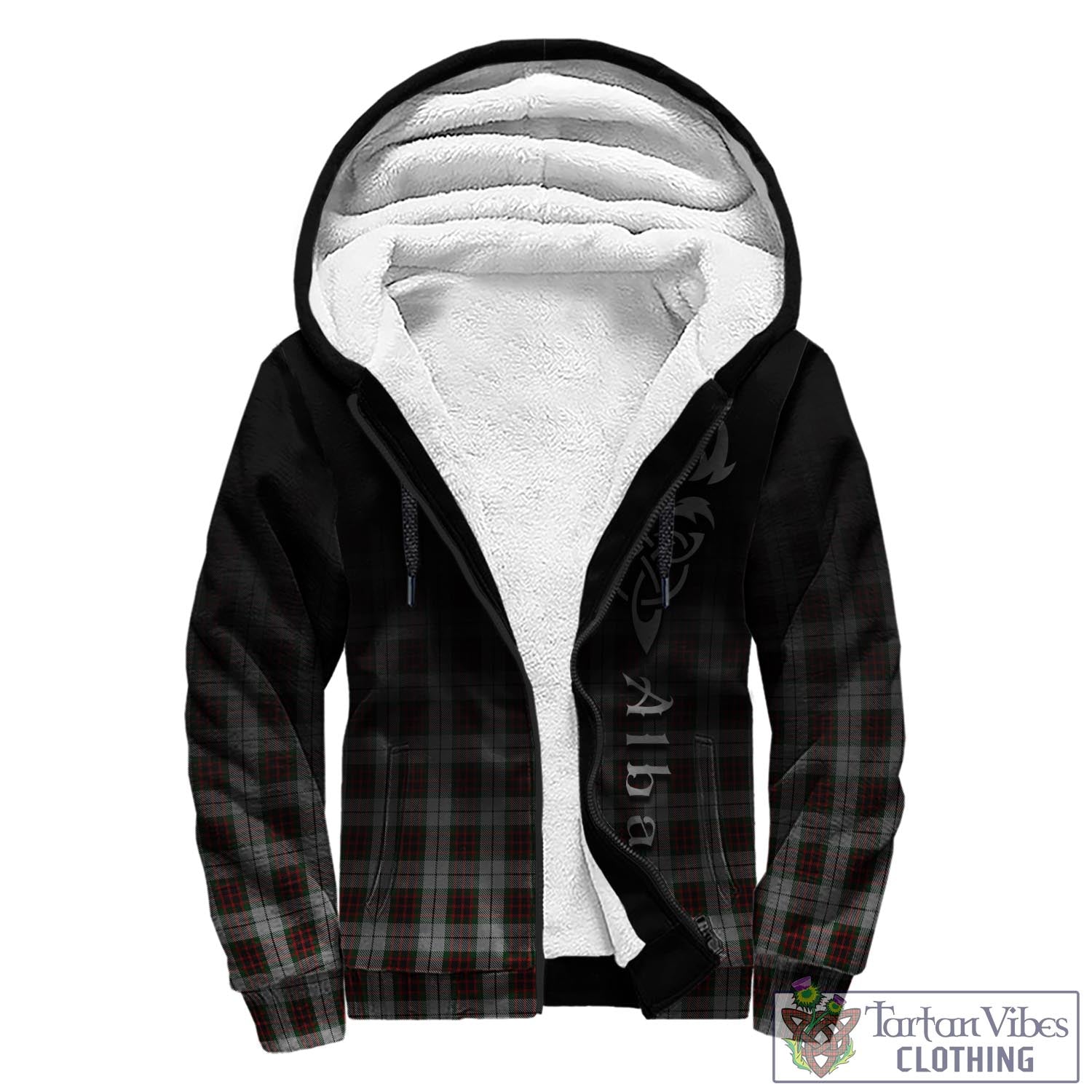 Tartan Vibes Clothing Fraser Dress Tartan Sherpa Hoodie Featuring Alba Gu Brath Family Crest Celtic Inspired