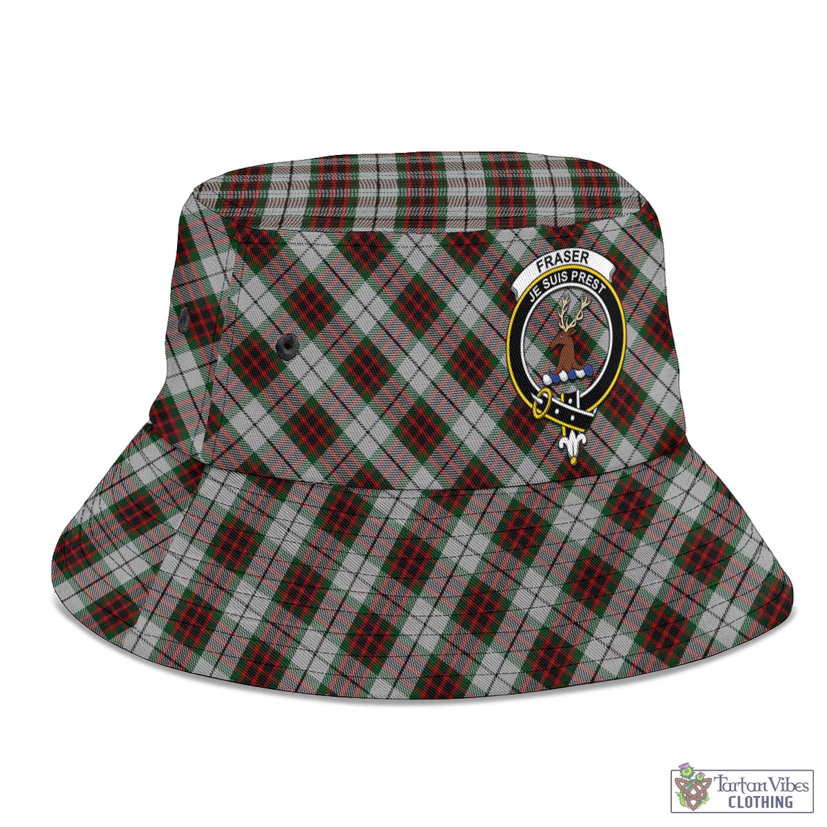 Tartan Vibes Clothing Fraser Dress Tartan Bucket Hat with Family Crest