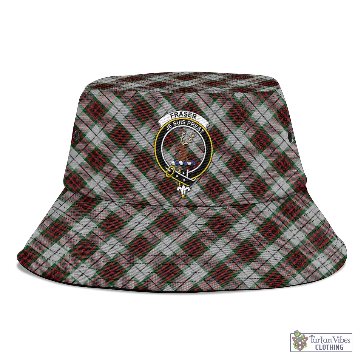 Tartan Vibes Clothing Fraser Dress Tartan Bucket Hat with Family Crest