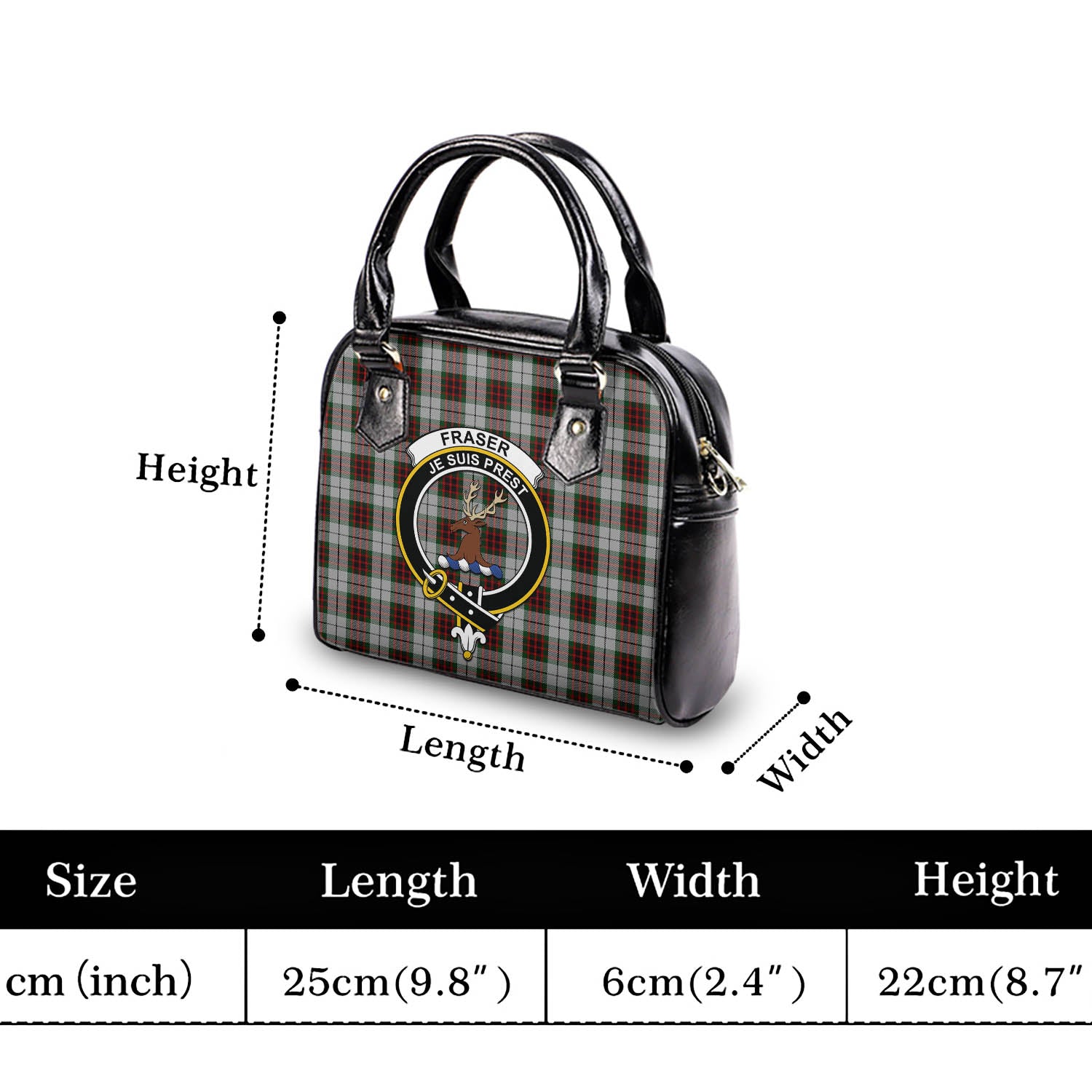 Fraser Dress Tartan Shoulder Handbags with Family Crest - Tartanvibesclothing