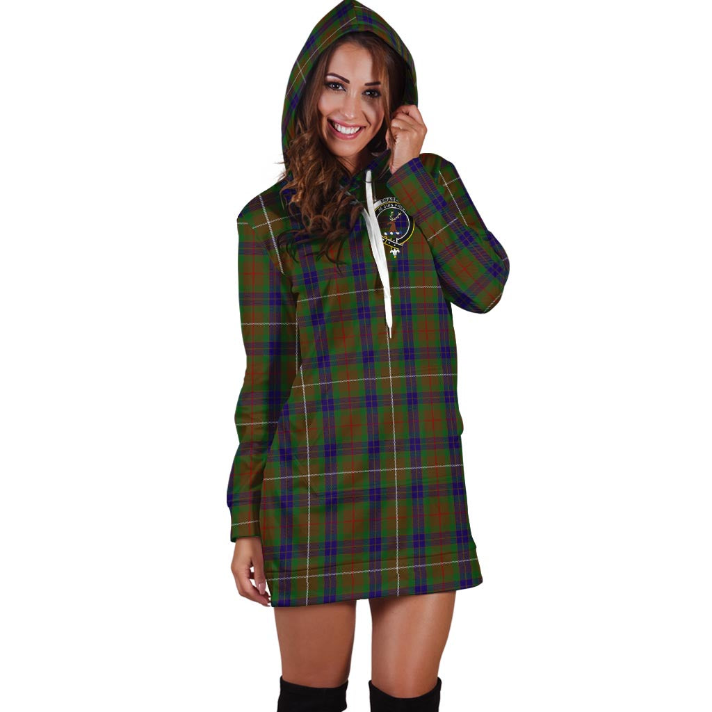 Fraser Hunting Tartan Hoodie Dress with Family Crest - Tartan Vibes Clothing