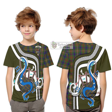 Fraser Hunting Tartan Kid T-Shirt with Epic Bagpipe Style