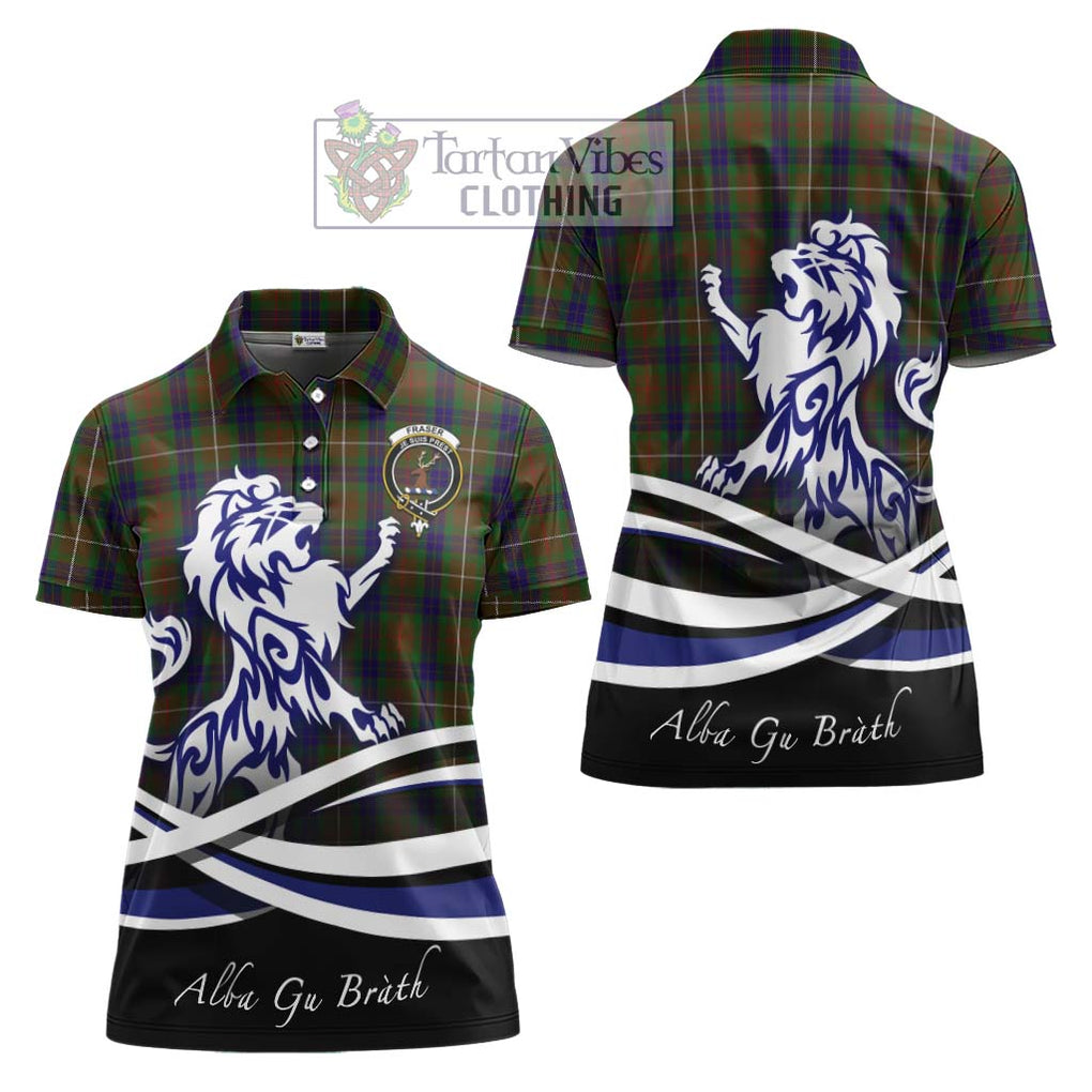 Fraser Hunting Tartan Women's Polo Shirt with Alba Gu Brath Regal Lion Emblem Women - Tartanvibesclothing Shop